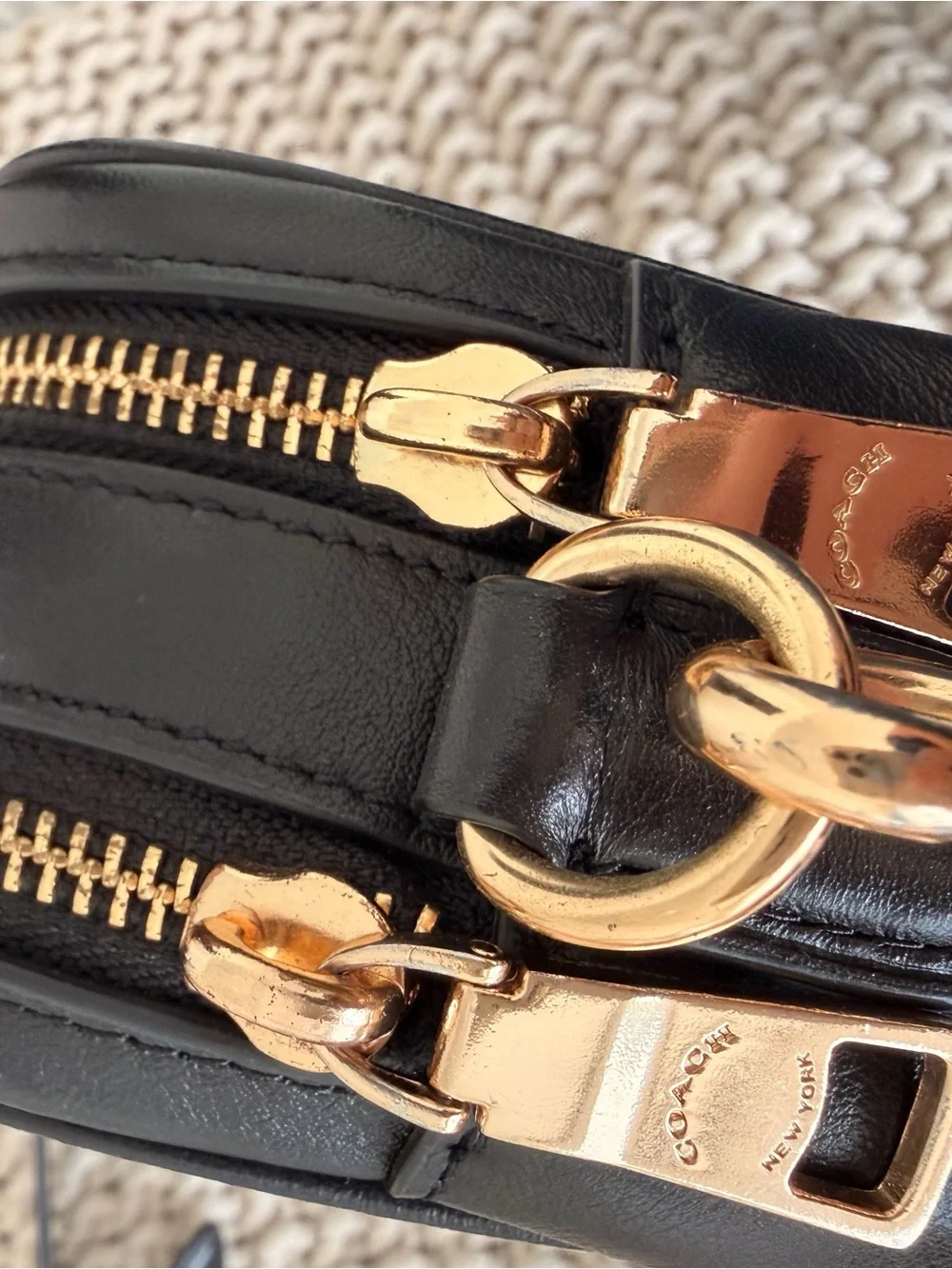 Coach Black Quilted Leather Crossbody with Gold Hardware